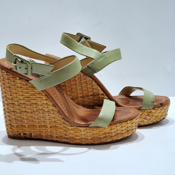 Kate Spade "Dancer" green preppy wedge sandal, size 7.5M - Picture 4 of 16